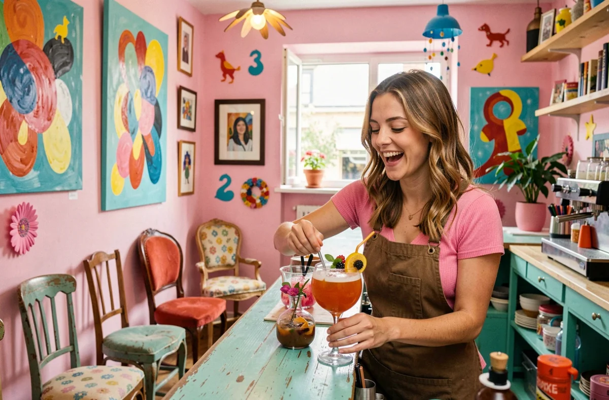 L'intérieur excentrique et coloré du bar La Couleur de la Culotte à Toulouse