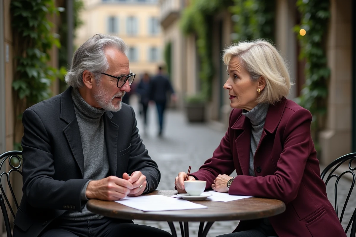 Deux théoriciens de la démocratie en discussion animée à la terrasse d'un café parisien