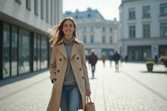 Femme marchant seule en toute sécurité dans une ville nordique, illustrant les pays les plus sûrs pour les femmes