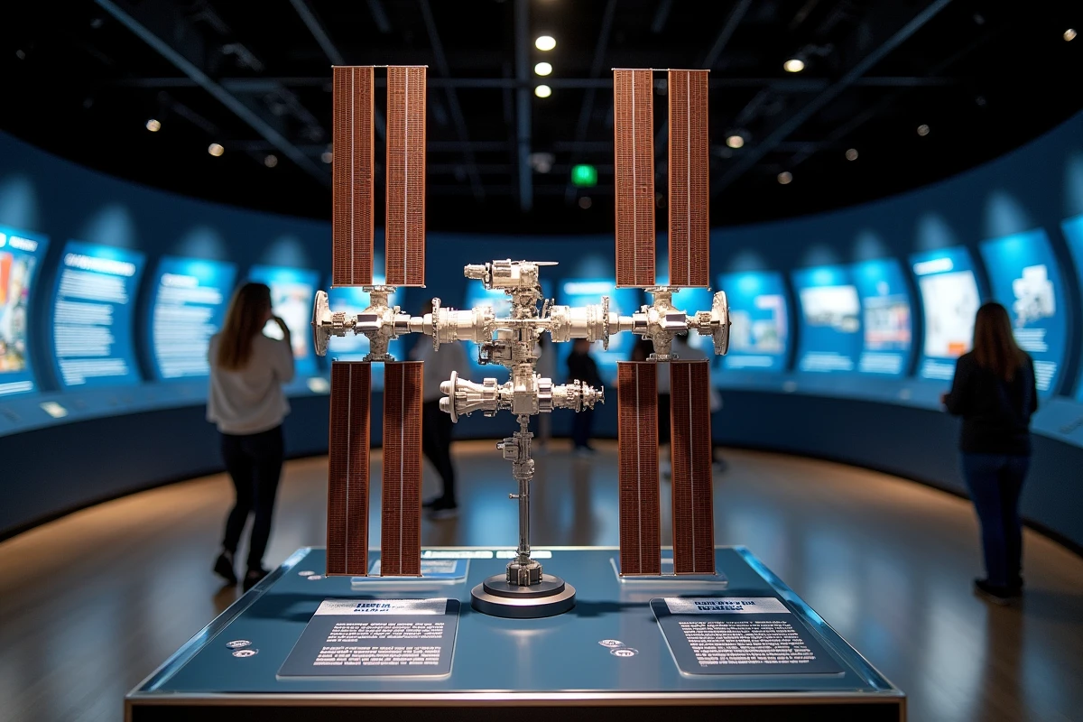 Maquette détaillée de la Station spatiale internationale exposée dans un musée scientifique