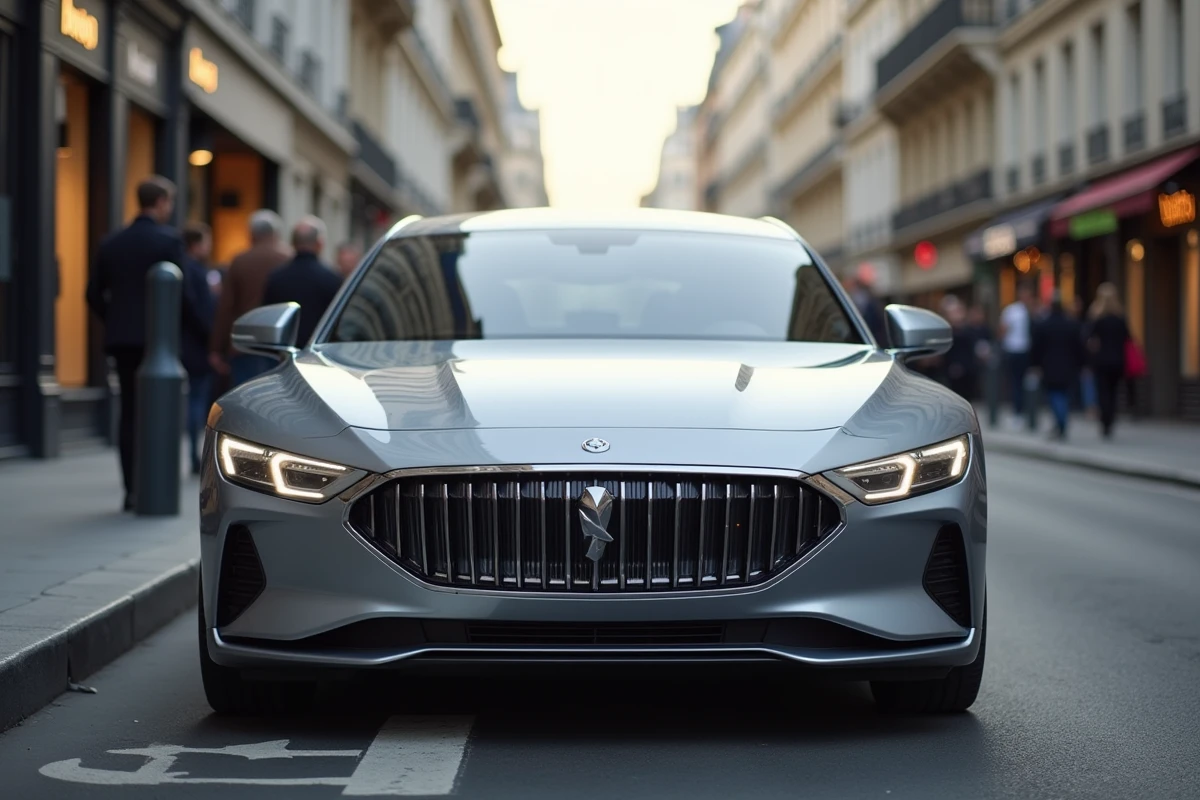 Berline hybride non rechargeable argentée garée dans une rue parisienne, vue trois quarts avant, illustrant les meilleures voitures hybrides 2026